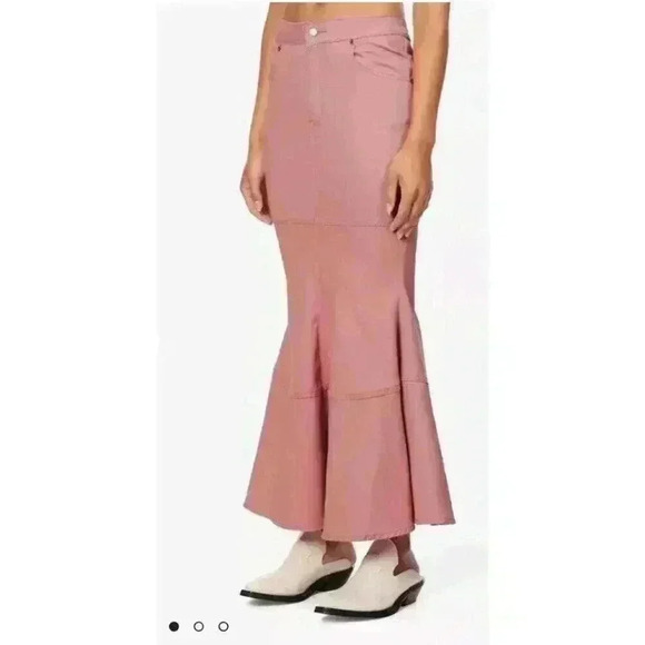 New Women Pale Pink House Of Sunny Denim Tulip Skirt Size 2 - Picture 6 of 16